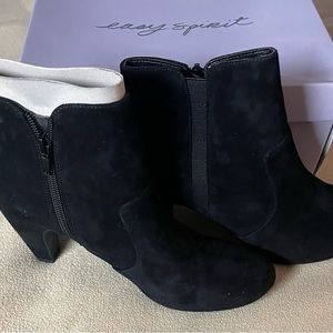 Easy Spirit Pamela Suede Boots Booties Black 7.5 Wide New with tag and box